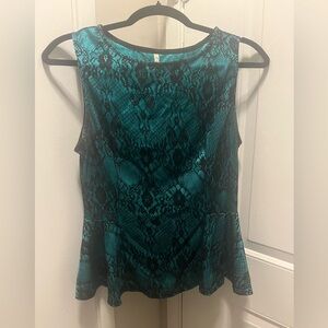 Elegant Teal and Black Patterned Tank Top